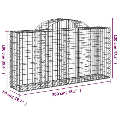 Gabionen mit Hochbogen 12 Stk 200x50x100/120cm Verzinktes Eisen - Pazzar.ch