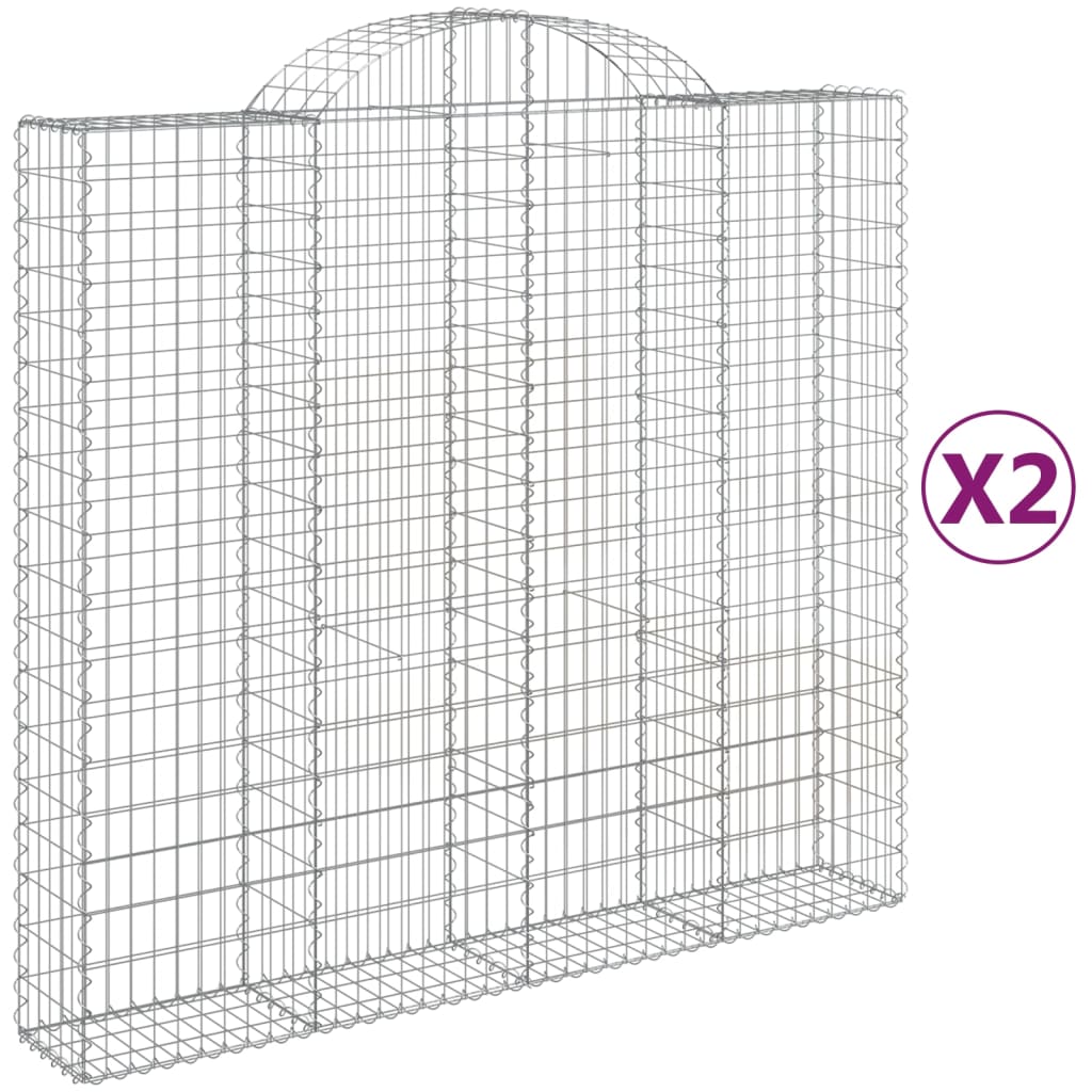 Gabionen mit Hochbogen 2 Stk. 200x50x180/200cm Verzinktes Eisen - Pazzar.ch