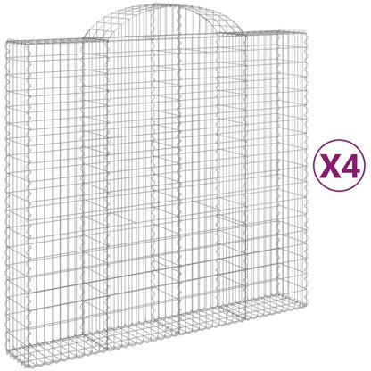 Gabionen mit Hochbogen 4 Stk. 200x50x180/200cm Verzinktes Eisen - Pazzar.ch