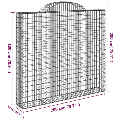 Gabionen mit Hochbogen 4 Stk. 200x50x180/200cm Verzinktes Eisen - Pazzar.ch