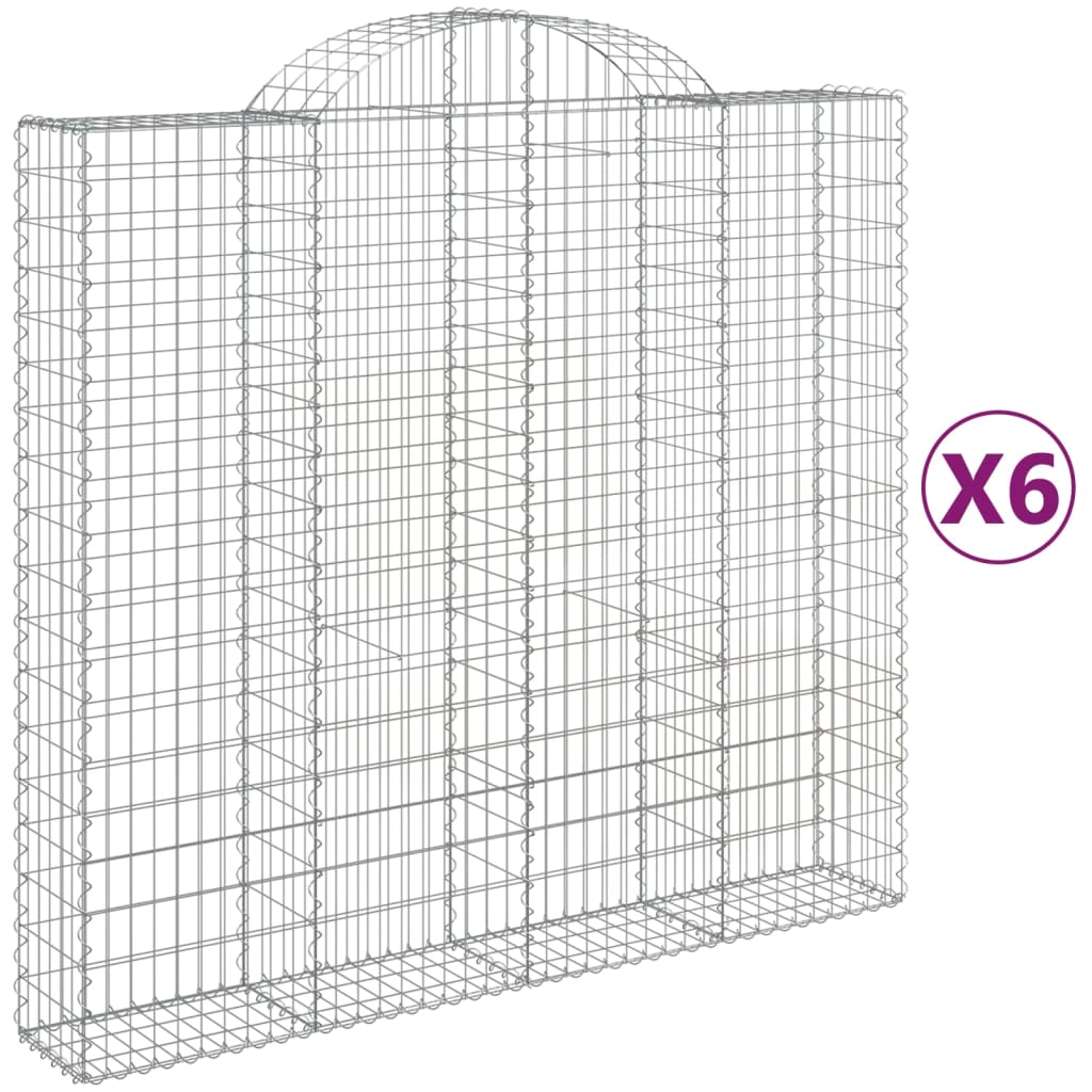 Gabionen mit Hochbogen 6 Stk. 200x50x180/200cm Verzinktes Eisen - Pazzar.ch
