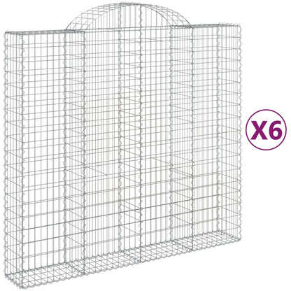 Gabionen mit Hochbogen 6 Stk. 200x50x180/200cm Verzinktes Eisen - Pazzar.ch