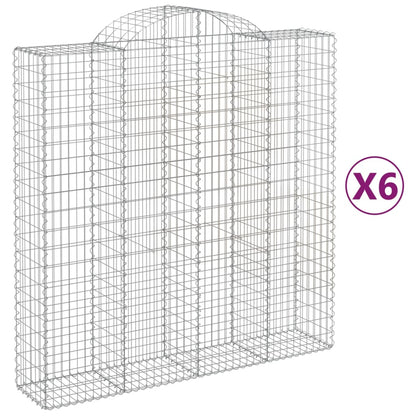 Gabionen mit Hochbogen 6 Stk. 200x50x200/220cm Verzinktes Eisen - Pazzar.ch