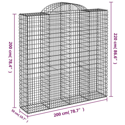 Gabionen mit Hochbogen 8 Stk. 200x50x200/220cm Verzinktes Eisen - Pazzar.ch