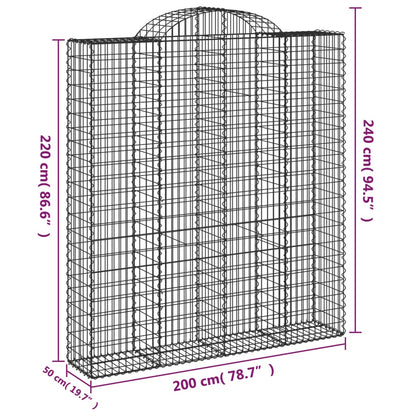 Gabionen mit Hochbogen 2 Stk. 200x50x220/240cm Verzinktes Eisen - Pazzar.ch