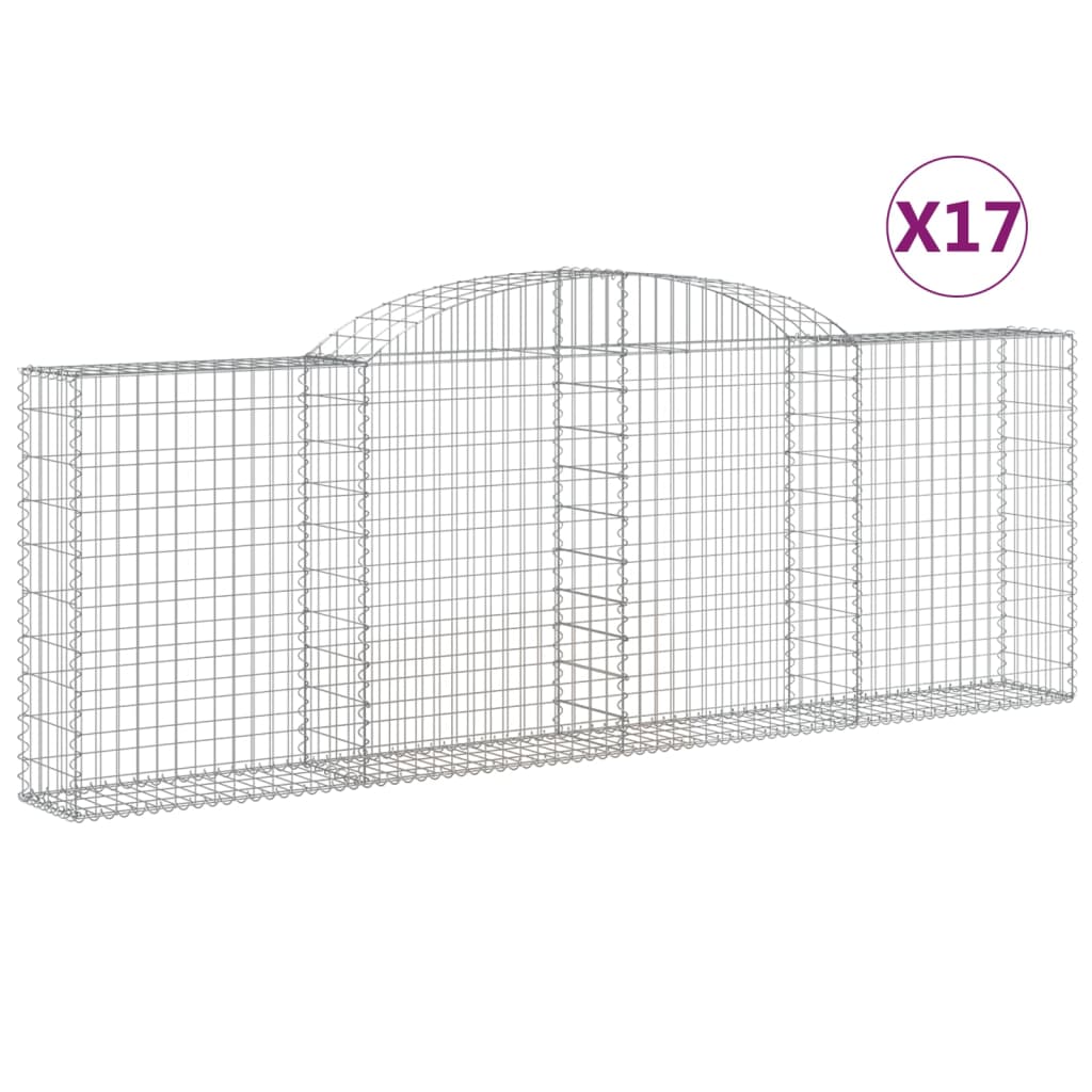 Gabionen mit Hochbogen 17 Stk 300x30x100/120cm Verzinktes Eisen