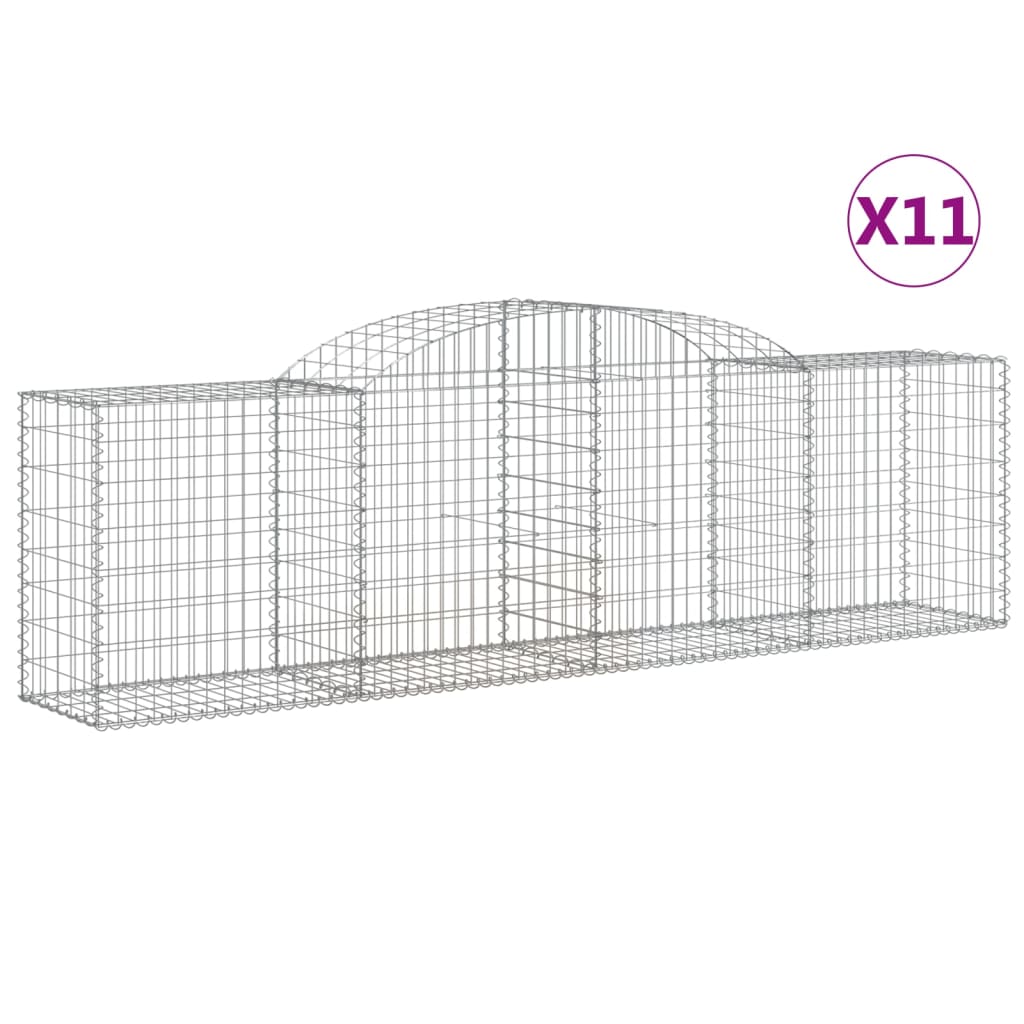 Gabionen mit Hochbogen 11 Stk. 300x50x80/100cm Verzinktes Eisen - Pazzar.ch