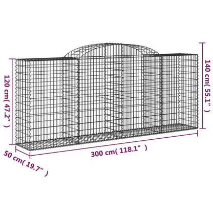 Gabionen mit Hochbogen 17 Stk 300x50x120/140cm Verzinktes Eisen - Pazzar.ch