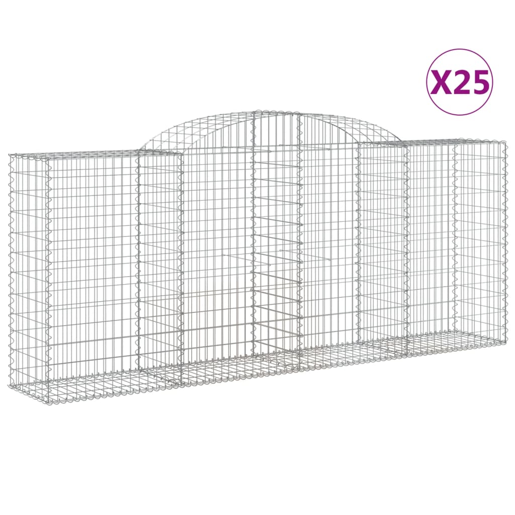 Gabionen mit Hochbogen 25 Stk 300x50x120/140cm Verzinktes Eisen - Pazzar.ch