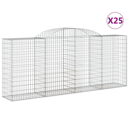 Gabionen mit Hochbogen 25 Stk 300x50x120/140cm Verzinktes Eisen - Pazzar.ch