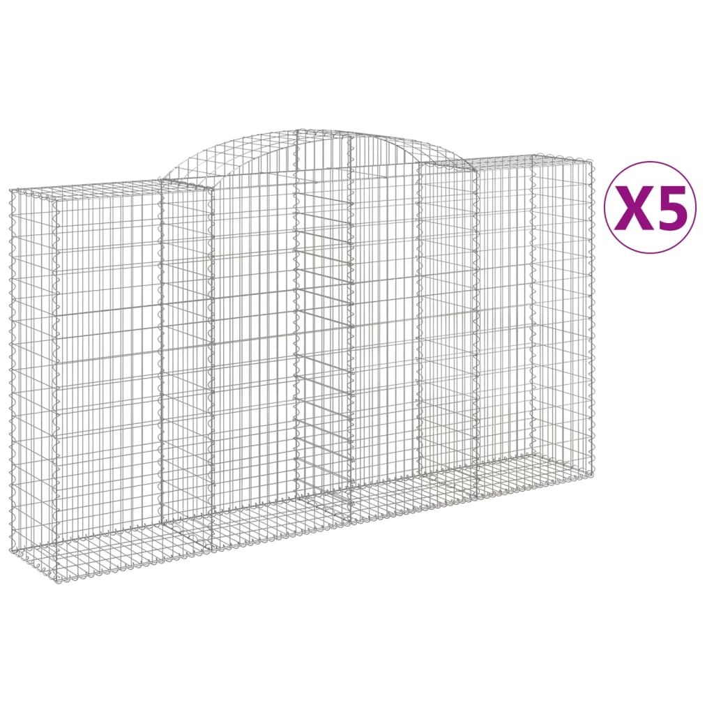 Gabionen mit Hochbogen 5 Stk. 300x50x160/180cm Verzinktes Eisen - Pazzar.ch
