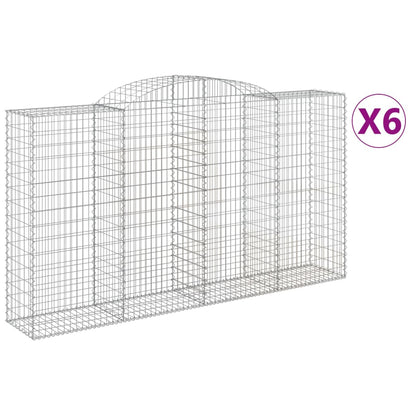 Gabionen mit Hochbogen 6 Stk. 300x50x160/180cm Verzinktes Eisen - Pazzar.ch