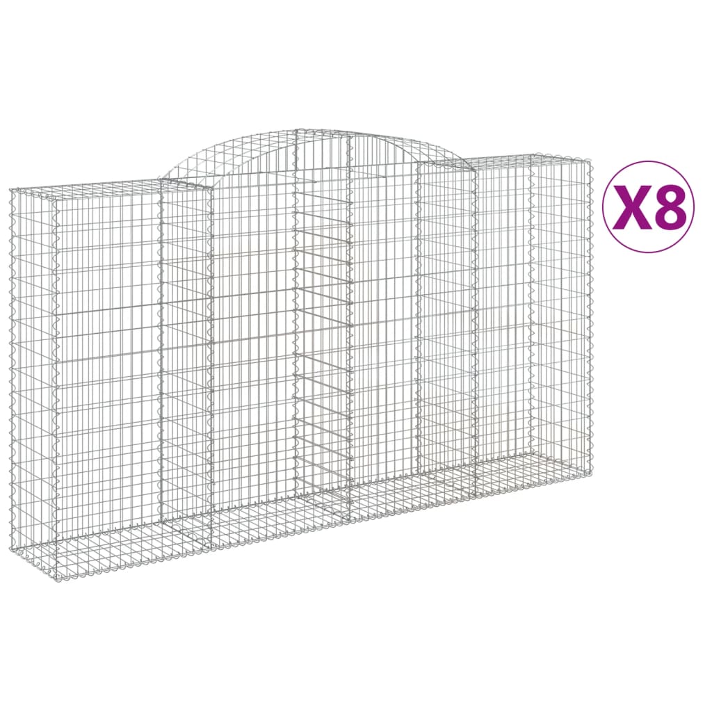 Gabionen mit Hochbogen 8 Stk. 300x50x160/180cm Verzinktes Eisen - Pazzar.ch