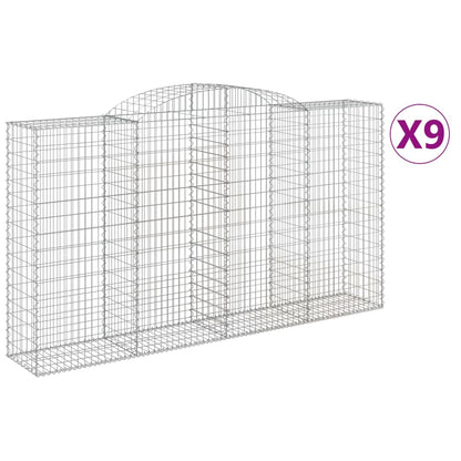 Gabionen mit Hochbogen 9 Stk. 300x50x160/180cm Verzinktes Eisen - Pazzar.ch