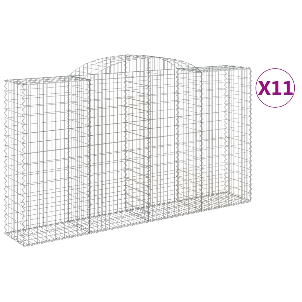 Gabionen mit Hochbogen 11 Stk 300x50x160/180cm Verzinktes Eisen - Pazzar.ch