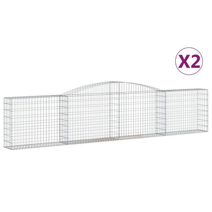 Gabionen mit Hochbogen 2 Stk. 400x30x80/100cm Verzinktes Eisen - Pazzar.ch
