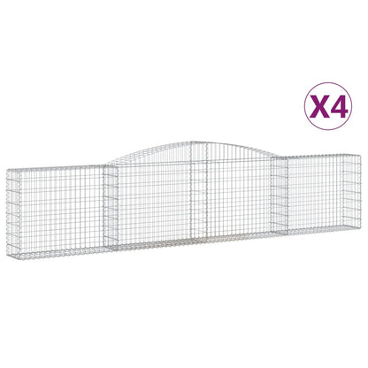 Gabionen mit Hochbogen 4 Stk. 400x30x80/100cm Verzinktes Eisen - Pazzar.ch