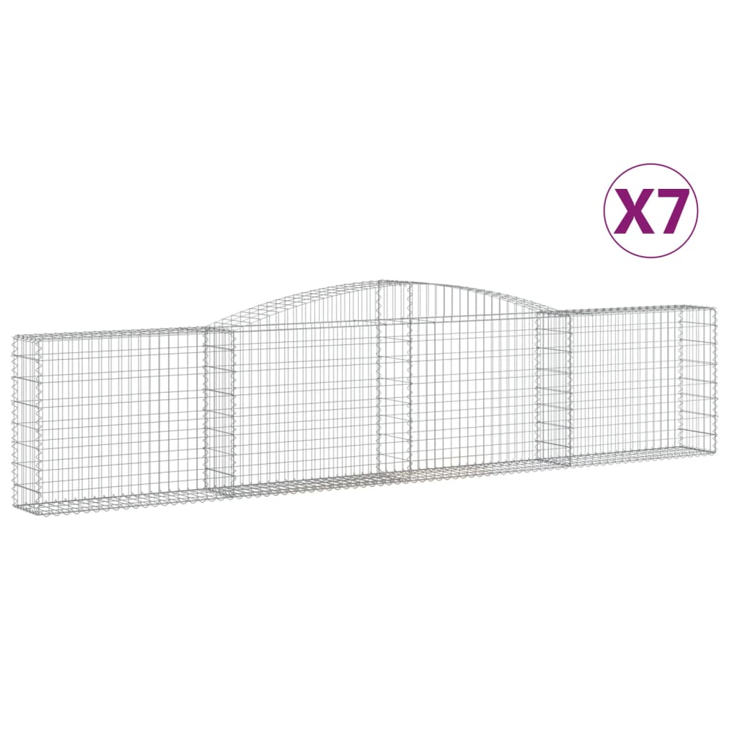 Gabionen mit Hochbogen 7 Stk. 400x30x80/100cm Verzinktes Eisen - Pazzar.ch