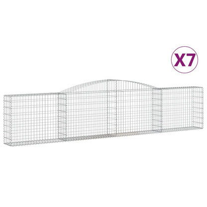 Gabionen mit Hochbogen 7 Stk. 400x30x80/100cm Verzinktes Eisen - Pazzar.ch