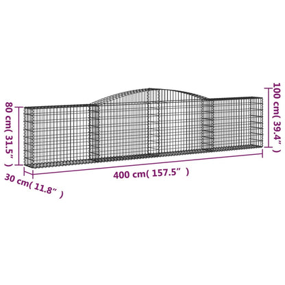 Gabionen mit Hochbogen 8 Stk. 400x30x80/100cm Verzinktes Eisen - Pazzar.ch