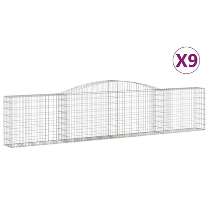 Gabionen mit Hochbogen 9 Stk. 400x30x80/100cm Verzinktes Eisen - Pazzar.ch