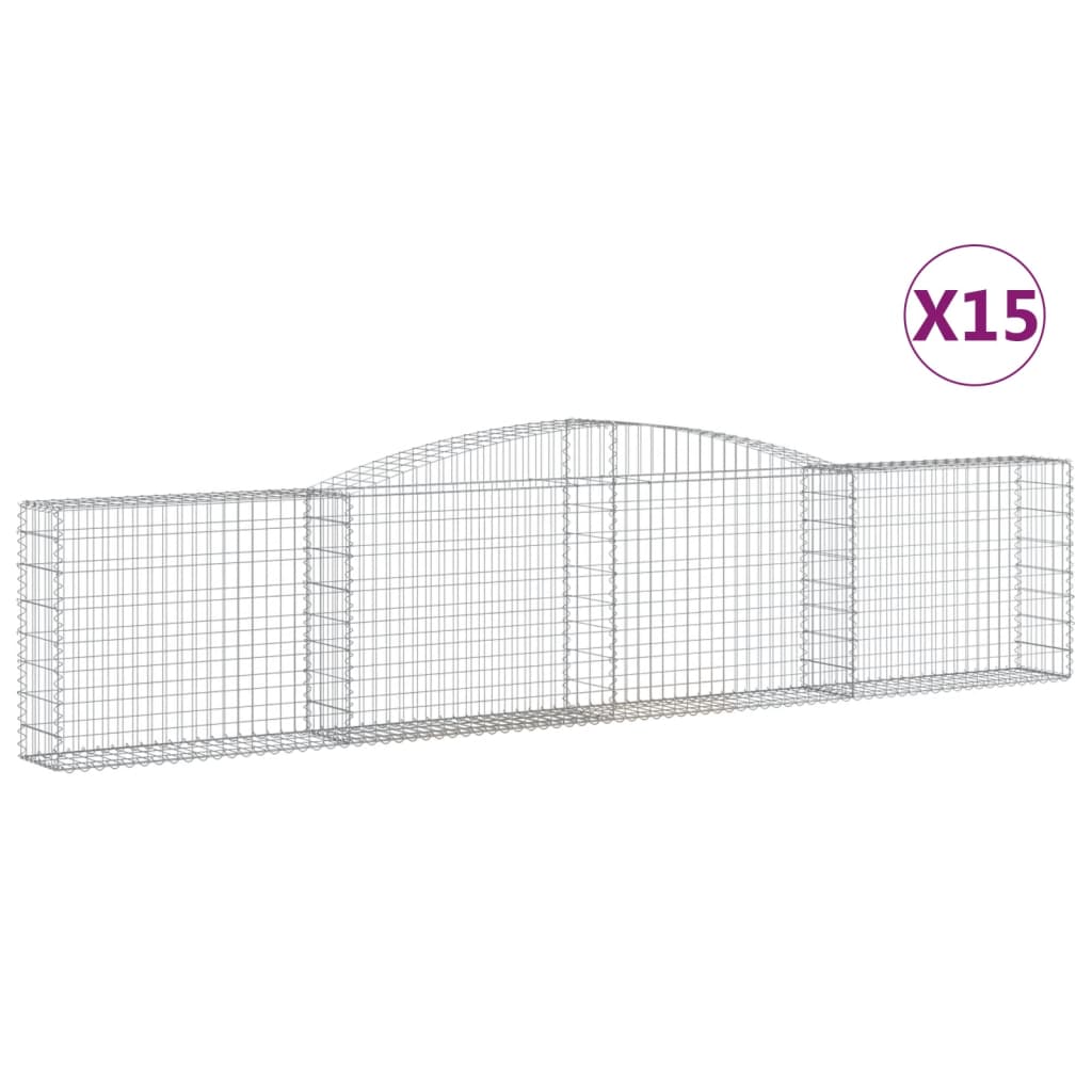 Gabionen mit Hochbogen 15 Stk. 400x30x80/100cm Verzinktes Eisen - Pazzar.ch