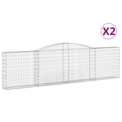 Gabionen mit Hochbogen 2 Stk. 400x30x100/120cm Verzinktes Eisen - Pazzar.ch