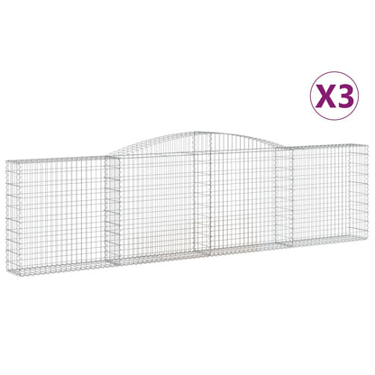 Gabionen mit Hochbogen 3 Stk. 400x30x100/120cm Verzinktes Eisen - Pazzar.ch