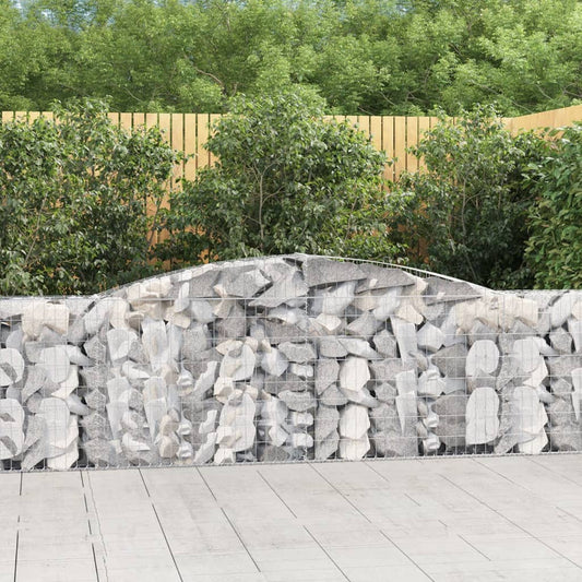 Gabionen mit Hochbogen 3 Stk. 400x30x100/120cm Verzinktes Eisen - Pazzar.ch