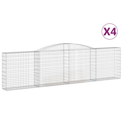 Gabionen mit Hochbogen 4 Stk. 400x30x100/120cm Verzinktes Eisen - Pazzar.ch