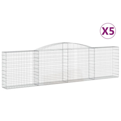 Gabionen mit Hochbogen 5 Stk. 400x30x100/120cm Verzinktes Eisen - Pazzar.ch