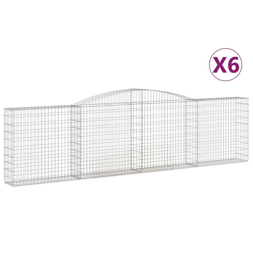 Gabionen mit Hochbogen 6 Stk. 400x30x100/120cm Verzinktes Eisen - Pazzar.ch