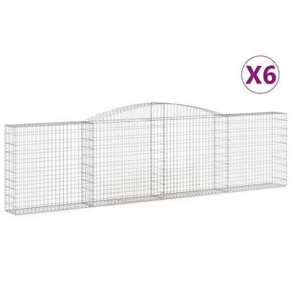 Gabionen mit Hochbogen 6 Stk. 400x30x100/120cm Verzinktes Eisen - Pazzar.ch