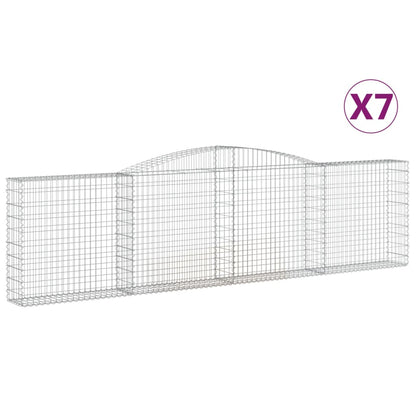 Gabionen mit Hochbogen 7 Stk. 400x30x100/120cm Verzinktes Eisen - Pazzar.ch