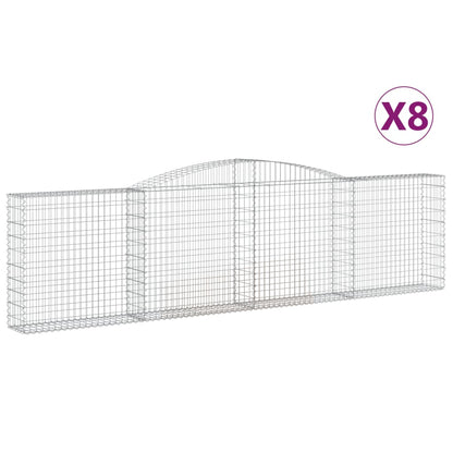 Gabionen mit Hochbogen 8 Stk. 400x30x100/120cm Verzinktes Eisen - Pazzar.ch