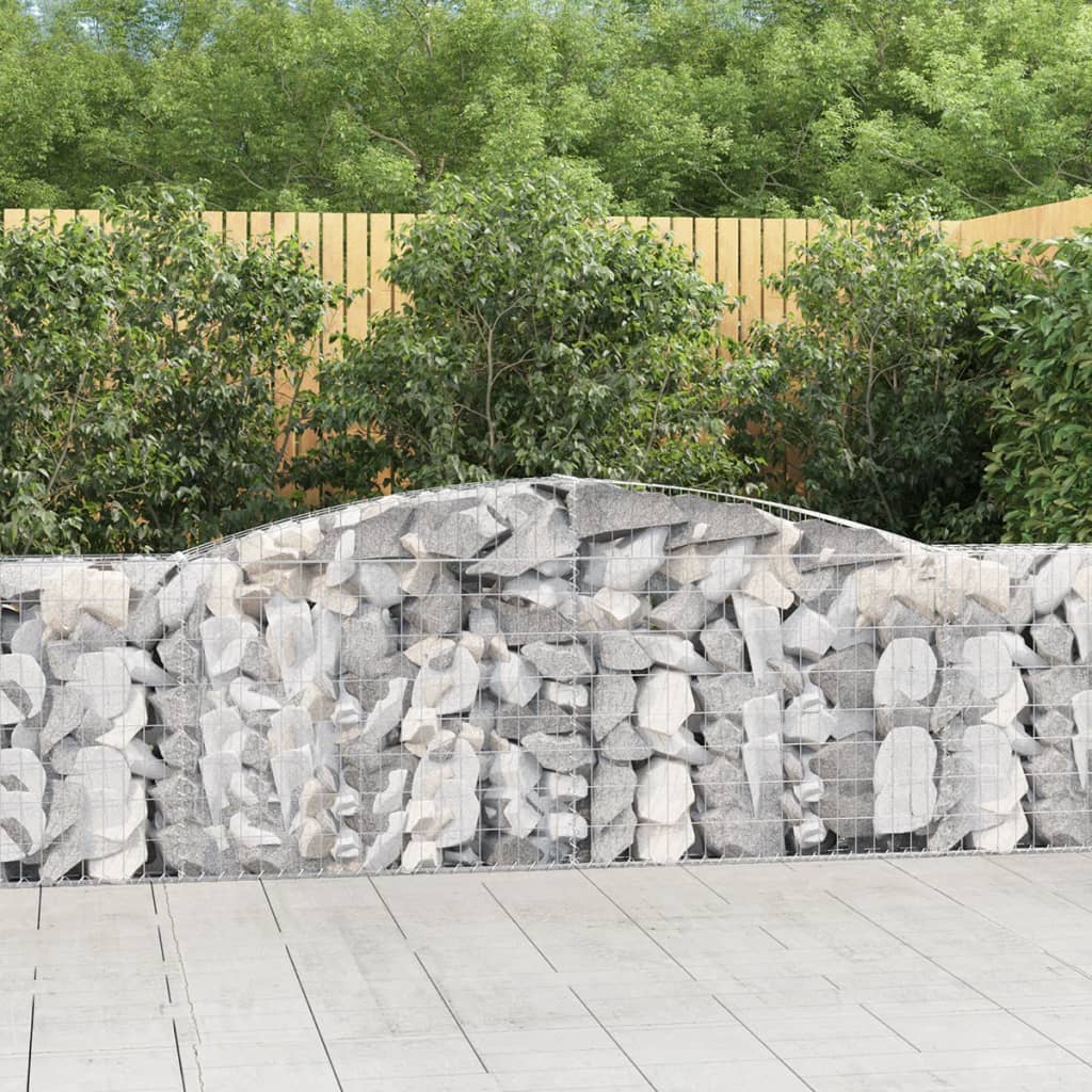 Gabionen mit Hochbogen 8 Stk. 400x30x100/120cm Verzinktes Eisen - Pazzar.ch