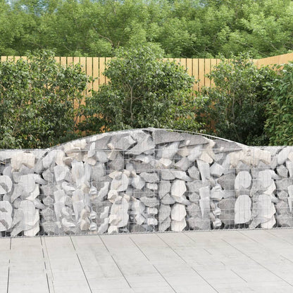 Gabionen mit Hochbogen 8 Stk. 400x30x100/120cm Verzinktes Eisen - Pazzar.ch