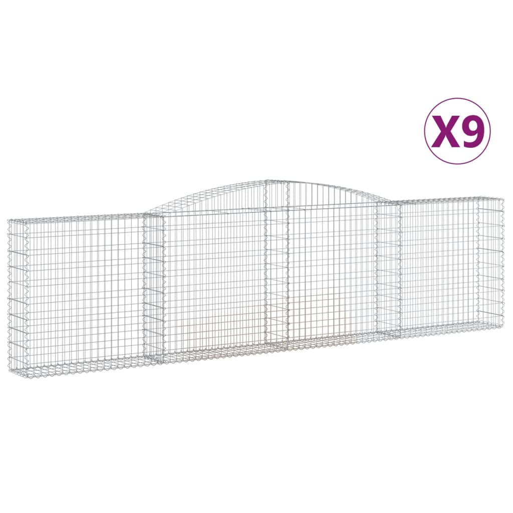 Gabionen mit Hochbogen 9 Stk. 400x30x100/120cm Verzinktes Eisen - Pazzar.ch