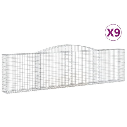 Gabionen mit Hochbogen 9 Stk. 400x30x100/120cm Verzinktes Eisen - Pazzar.ch
