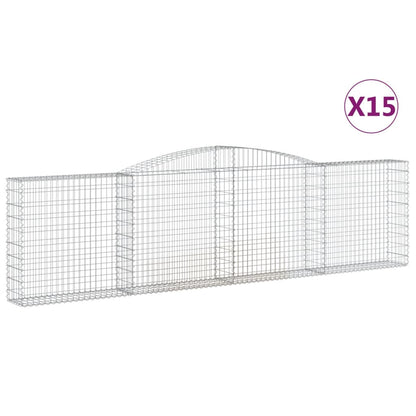 Gabionen mit Hochbogen 15Stk. 400x30x100/120cm Verzinktes Eisen - Pazzar.ch