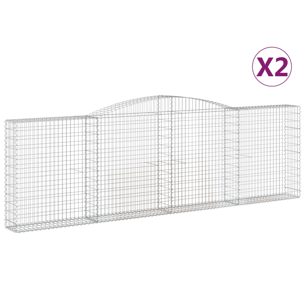 Gabionen mit Hochbogen 2 Stk. 400x30x120/140cm Verzinktes Eisen - Pazzar.ch