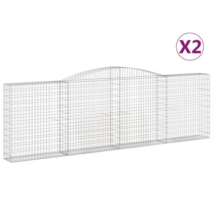 Gabionen mit Hochbogen 2 Stk. 400x30x120/140cm Verzinktes Eisen - Pazzar.ch