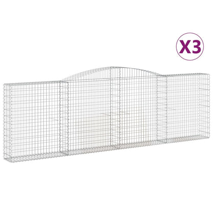 Gabionen mit Hochbogen 3 Stk. 400x30x120/140cm Verzinktes Eisen - Pazzar.ch