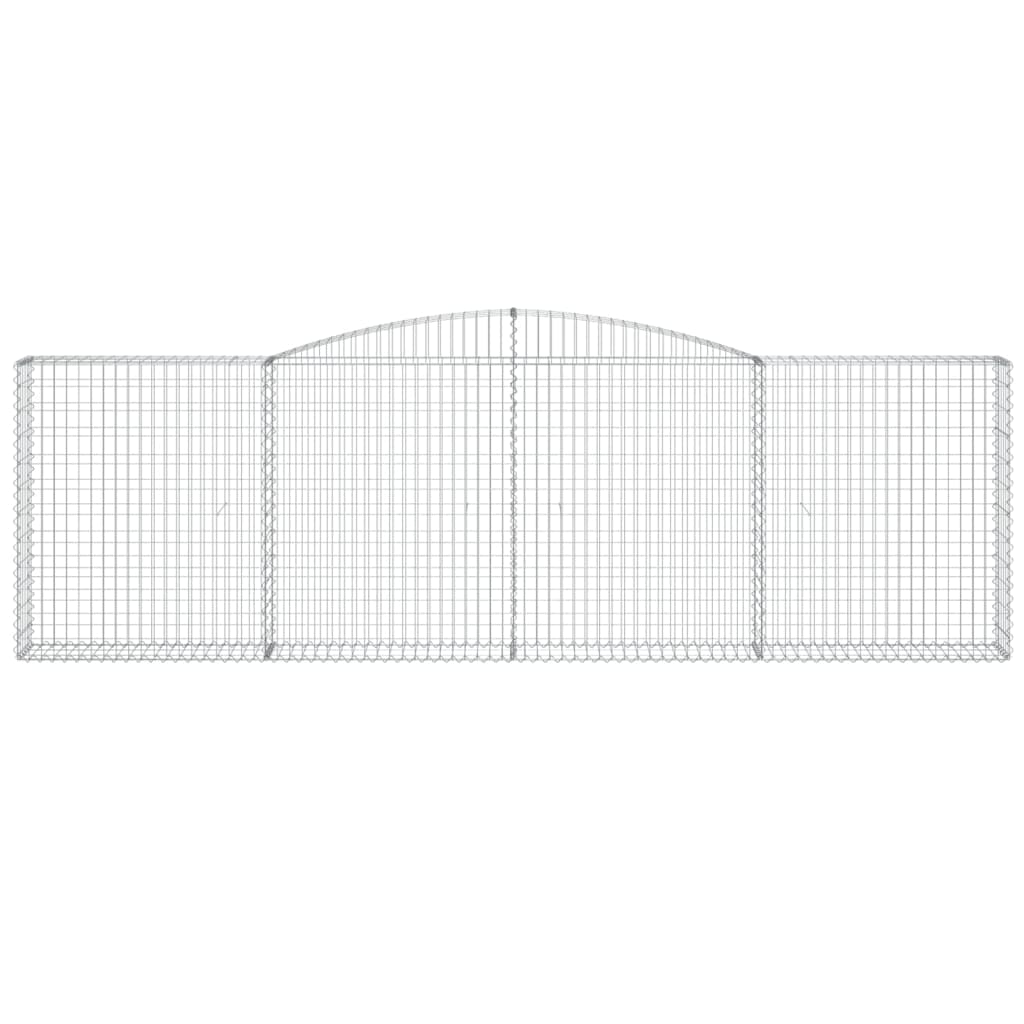 Gabionen mit Hochbogen 3 Stk. 400x30x120/140cm Verzinktes Eisen