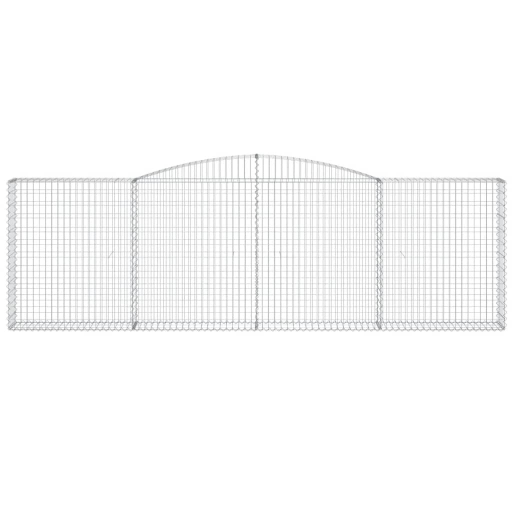 Gabionen mit Hochbogen 4 Stk. 400x30x120/140cm Verzinktes Eisen