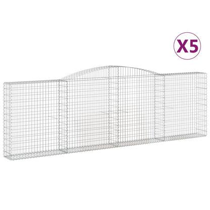 Gabionen mit Hochbogen 5 Stk. 400x30x120/140cm Verzinktes Eisen - Pazzar.ch