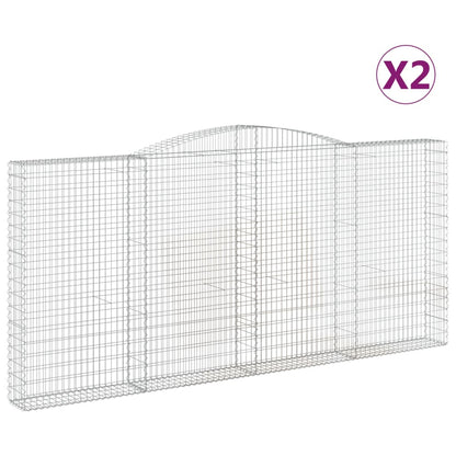 Gabionen mit Hochbogen 2 Stk. 400x30x180/200cm Verzinktes Eisen - Pazzar.ch