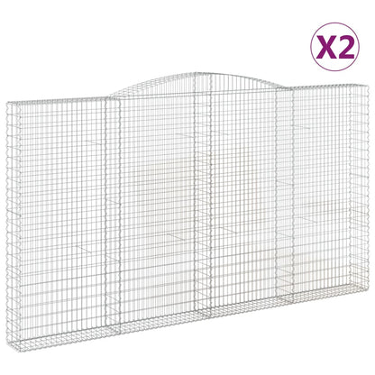 Gabionen mit Hochbogen 2 Stk. 400x30x220/240cm Verzinktes Eisen - Pazzar.ch