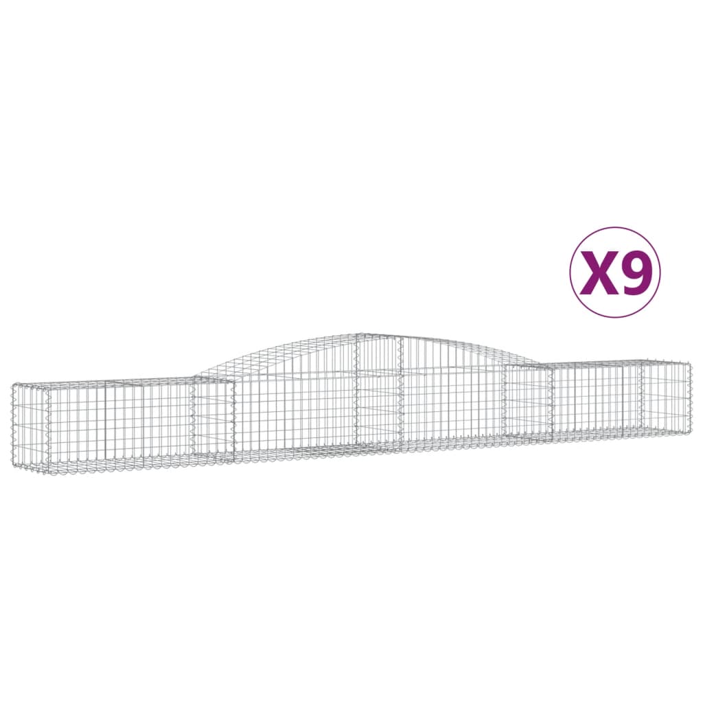 Gabionen mit Hochbogen 9 Stk. 400x50x40/60cm Verzinktes Eisen - Pazzar.ch