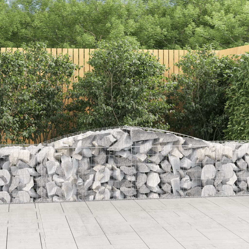 Gabionen mit Hochbogen 6 Stk. 400x50x60/80cm Verzinktes Eisen - Pazzar.ch